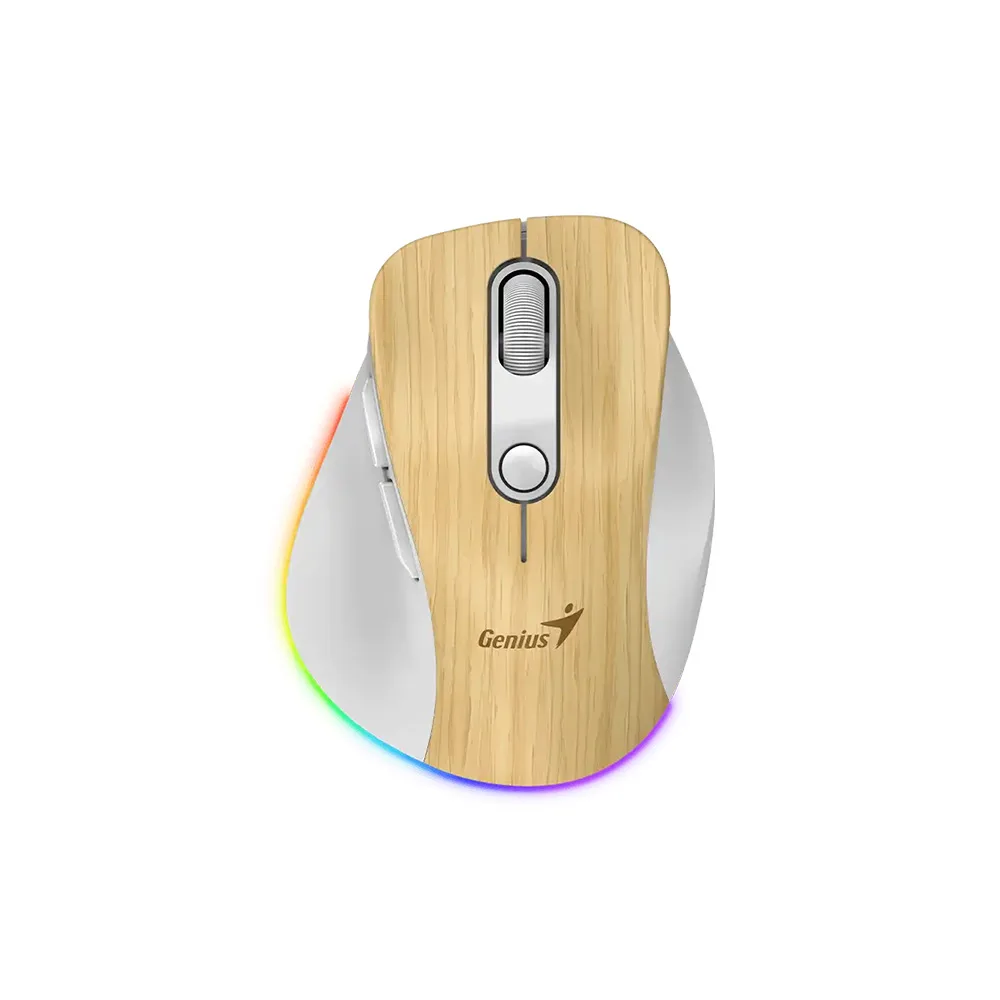 MOUSE GENIUS/WIRELLES MINI ERGO 9000S PRO PINE WOOD RECARGABLE DUAL  BT Y 2 4GHZ RGB DPI 800 A 2