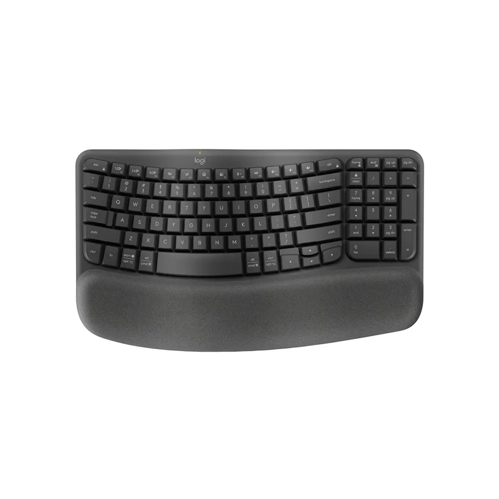 TECLADO LOGITECH/WAVE KEYS/WIRELESS/ERGONOMICO/REPOSAMANOS/INCLY. NUM-PAD/ HASTA 3 DISPTVOS/NEGRO