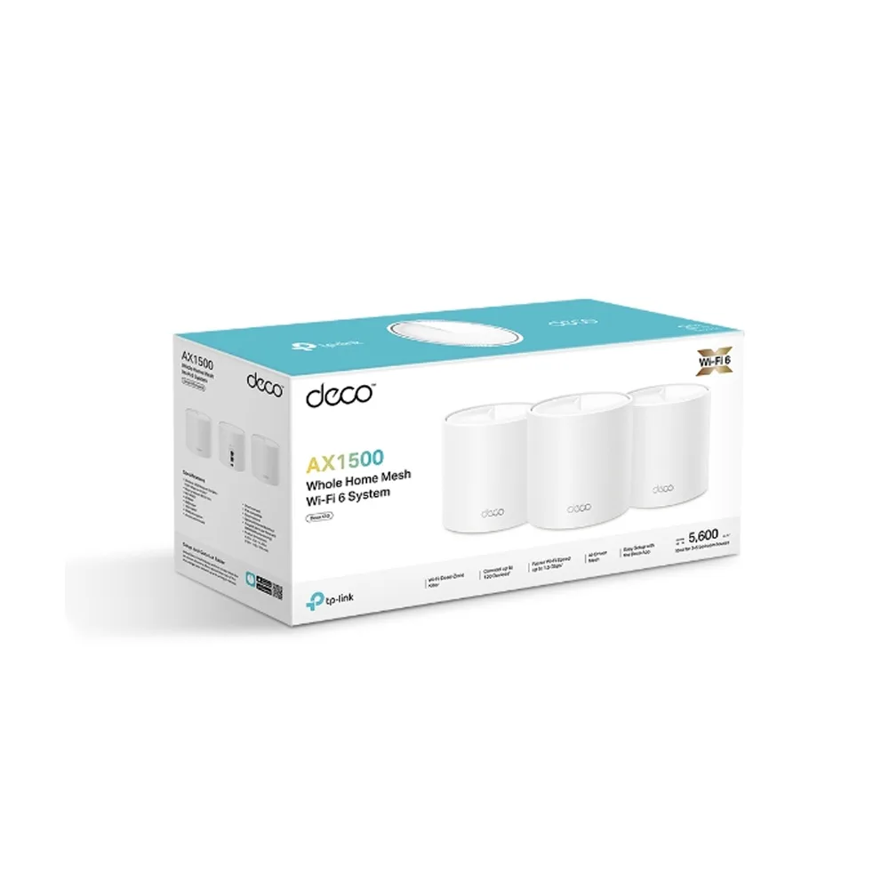 ROUTER/TPLINK/ DECO X10 /3-PACK SISTEMA WIFI  DE MAYA AX15000 /120 DISP. CONECTADOS/2 PTOS GIGABIT
