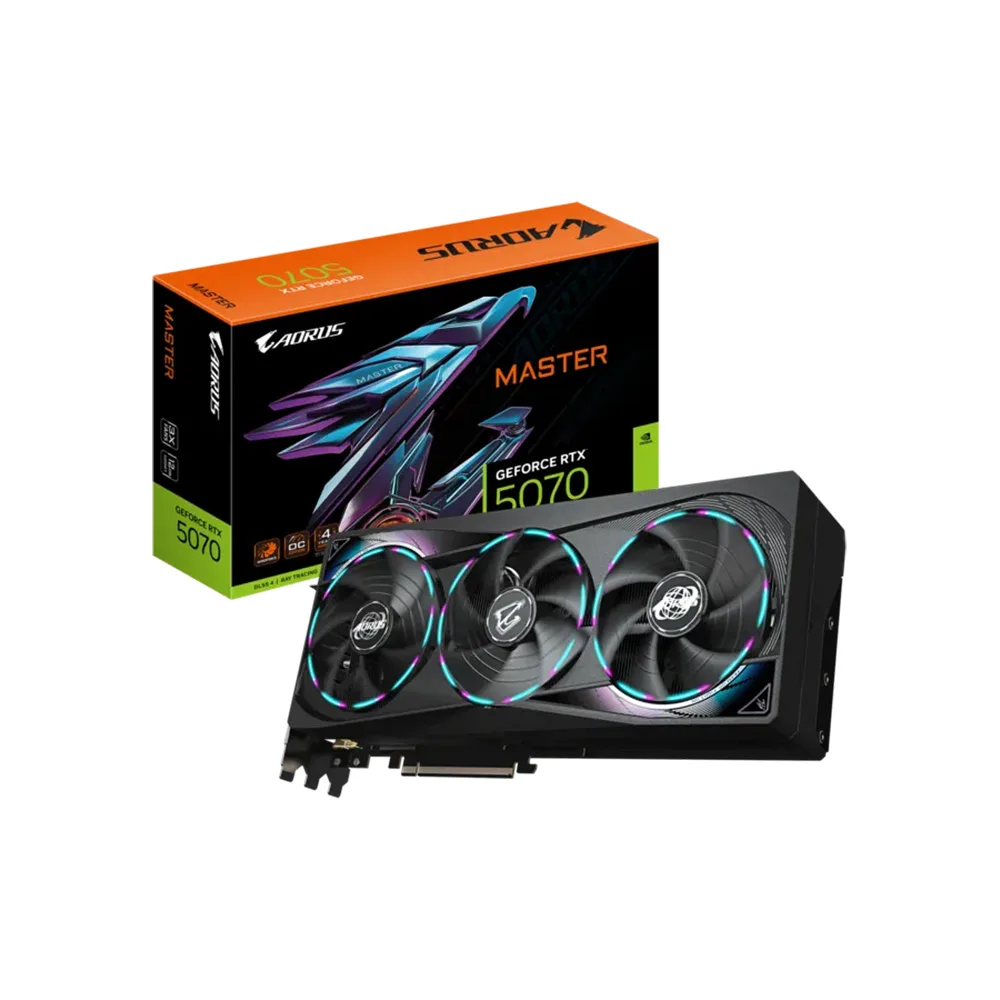 TARJETA DE VIDEO GIGABYTE/AORUS GEFORCE RTX5070 MASTER 12G GDDR7 PCIE 5.0 2715MHZ 28GBPS 750W