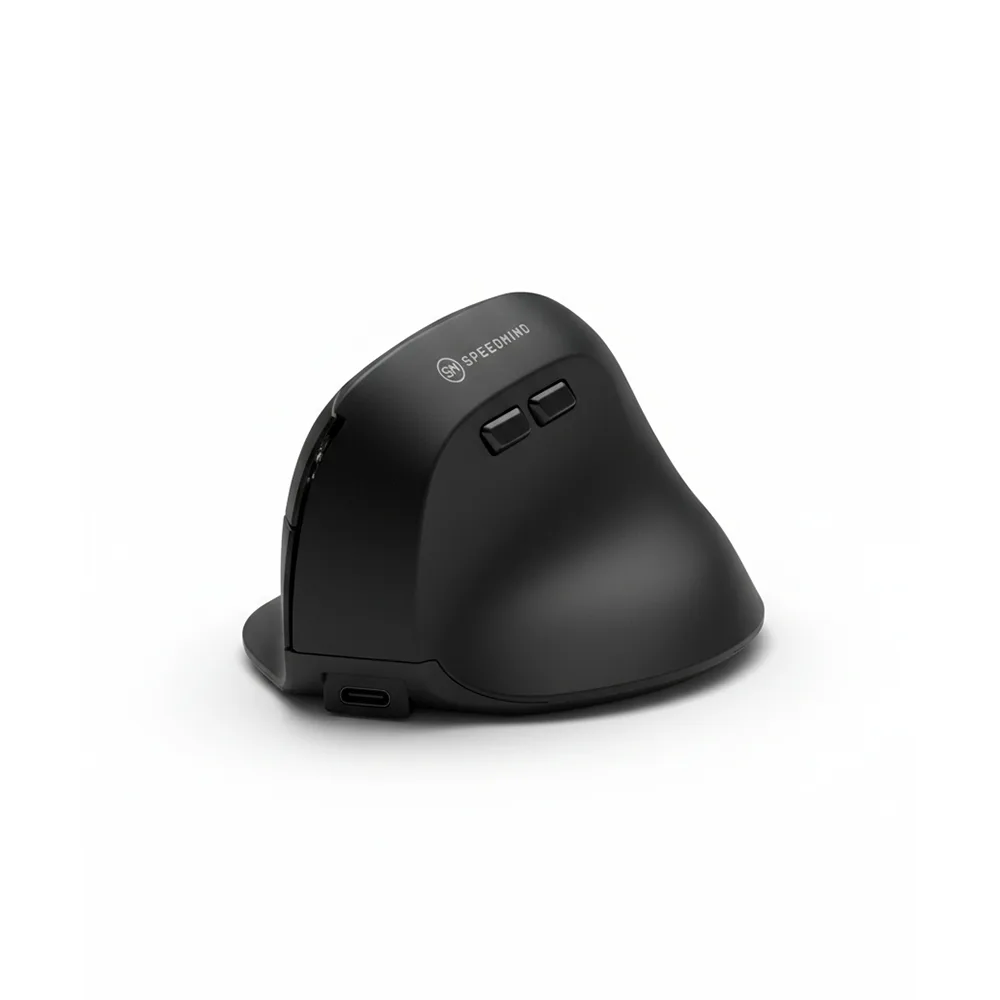 MOUSE SPEEDMIND/WIRELESS 2.4GHZ Y BT VERTICAL ERGONOMICO /RECARGABLE /6 BOTONES /NEGRO