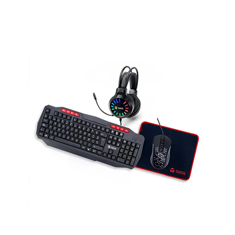 COMBO TEROS/GAMING TE-5014S TECLADO /MOUSE /AURICULAR /PAD MOUSE /RETROILUMINACION
